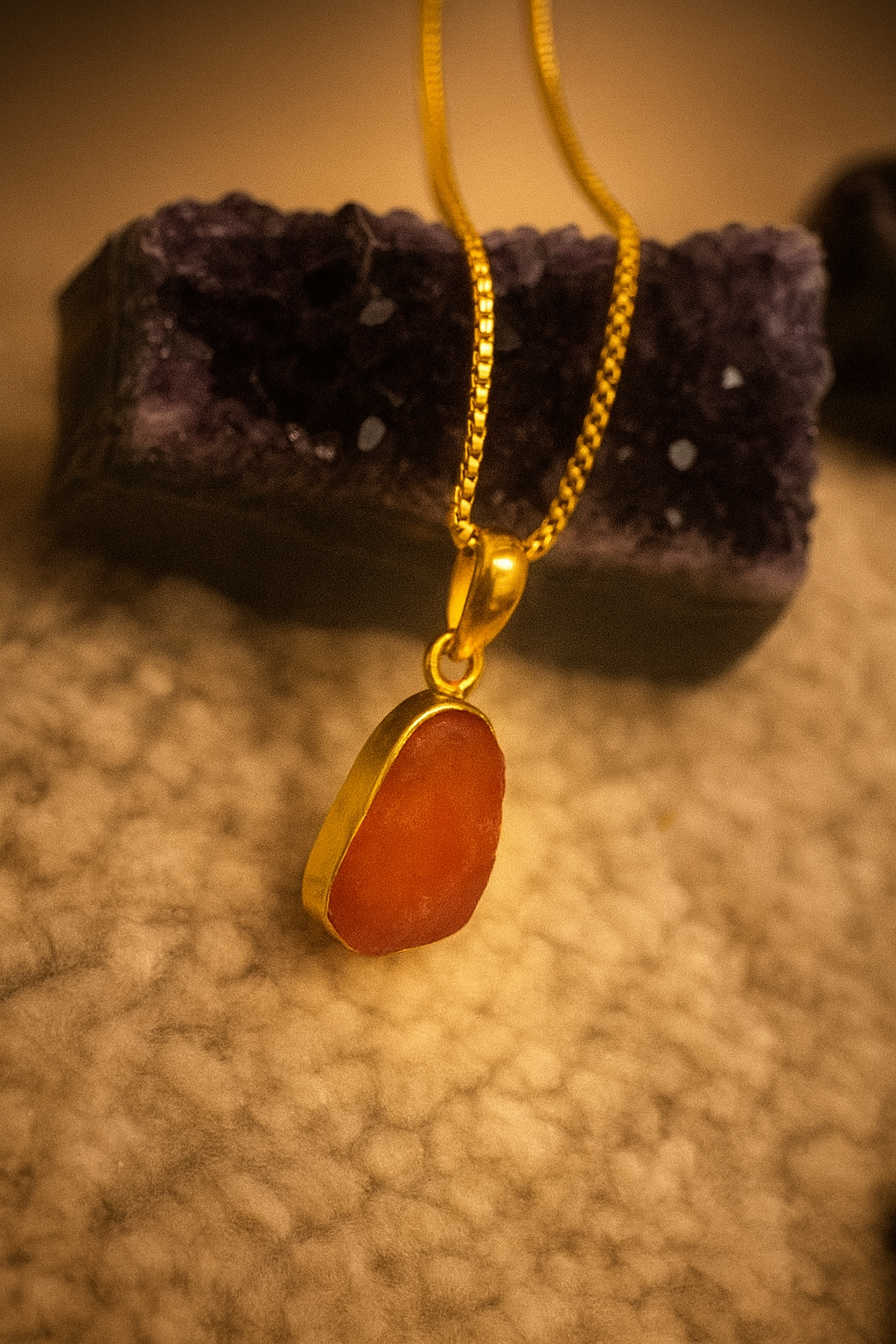 RAW CARNELIAN ENERGY NECKLACE – FULL MOON CHARGED PASSION & COURAGE
