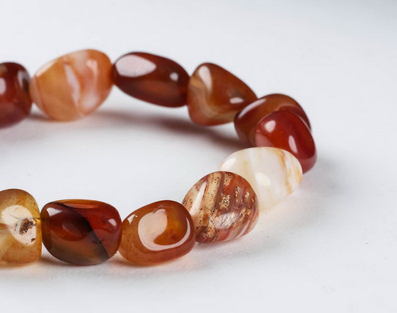 CARNELIAN TUMBLED STONE BRACELET – STONE OF COURAGE & ABUNDANCE