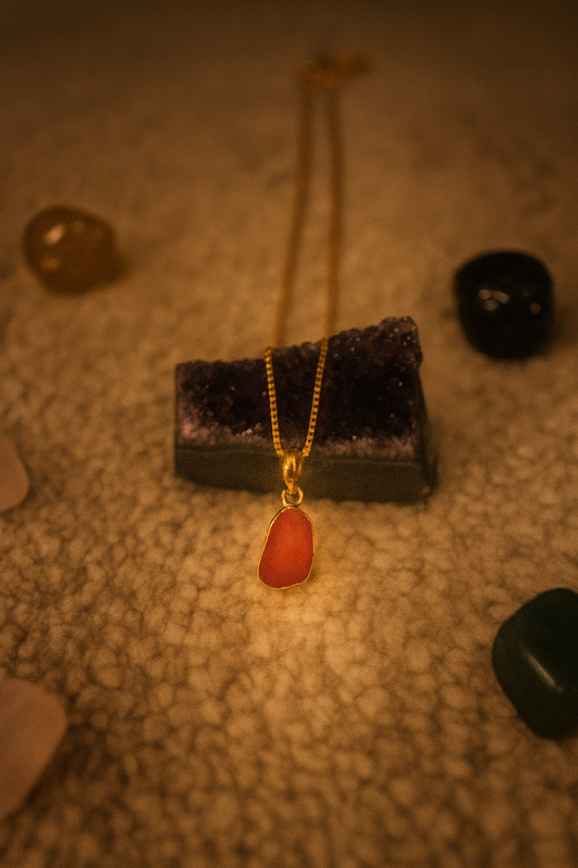 RAW CARNELIAN ENERGY NECKLACE – FULL MOON CHARGED PASSION & COURAGE
