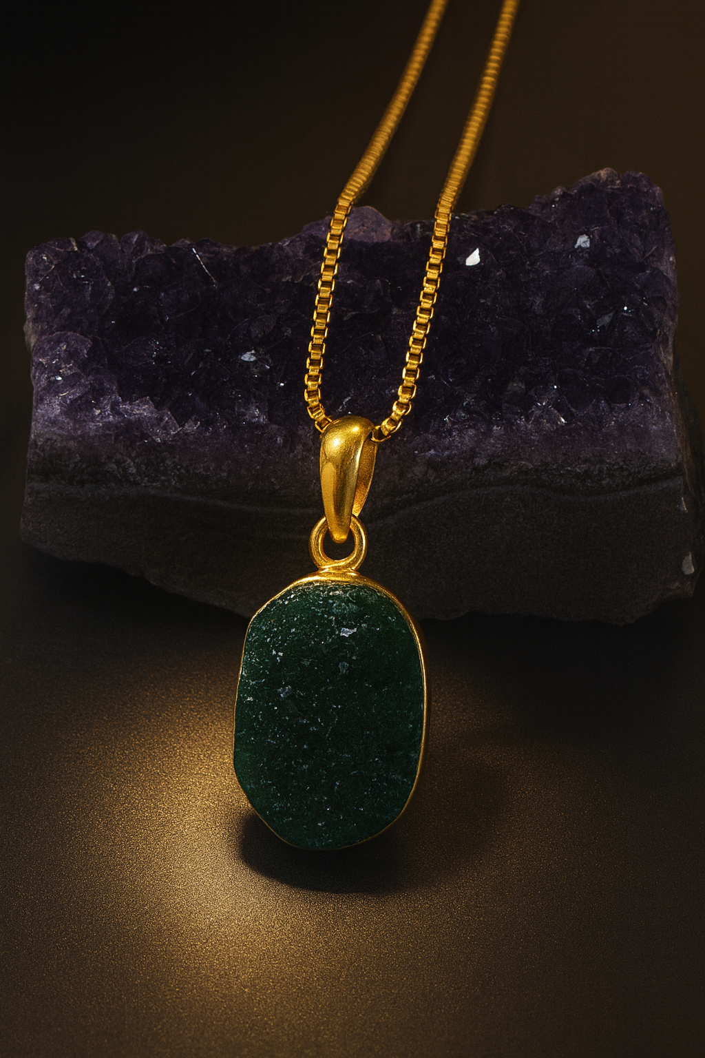 RAW GREEN AVENTURINE POWER NECKLACE