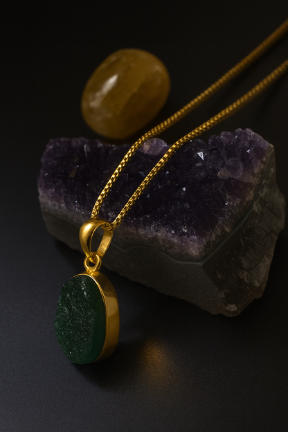 RAW GREEN AVENTURINE POWER NECKLACE