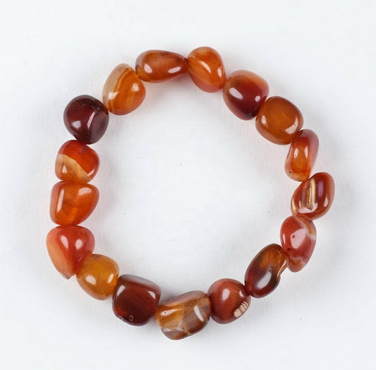 CARNELIAN TUMBLED STONE BRACELET – STONE OF COURAGE & ABUNDANCE